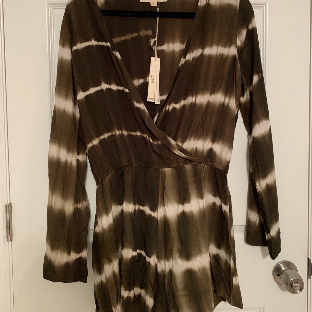 Love Stitch from Lulus Olive green tie-dye romper